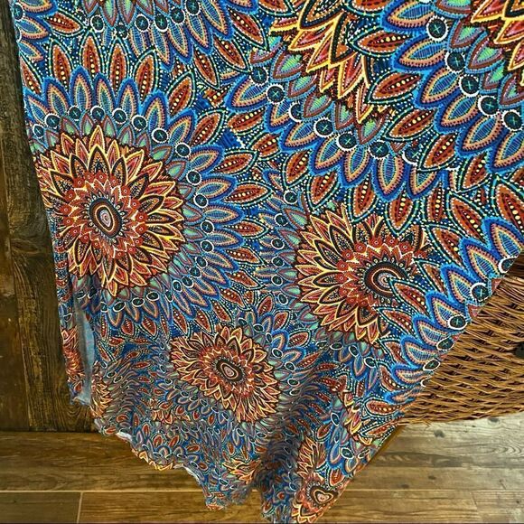 GRECERELLE Sz S NWT Blue Orange BALI Casual Maxi Beach Cover Up Relaxed Dress - Picture 5 of 13